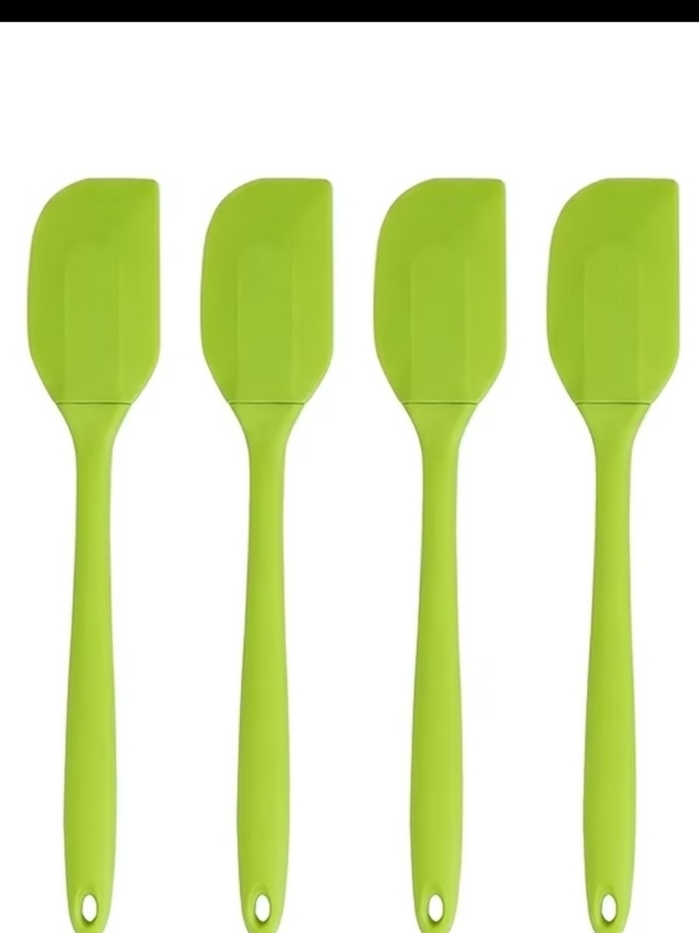 NWT 4-Piece Lime Green Silicone Spatula Set Heat Resistant Seamless One Piece